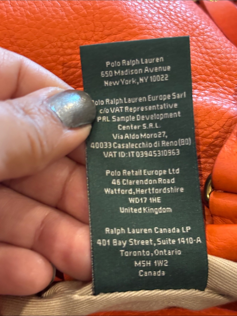Lauren Ralph Lauren Orange Hobo Pebbled Leather Shoulder Bag Purse - Picture 14 of 14